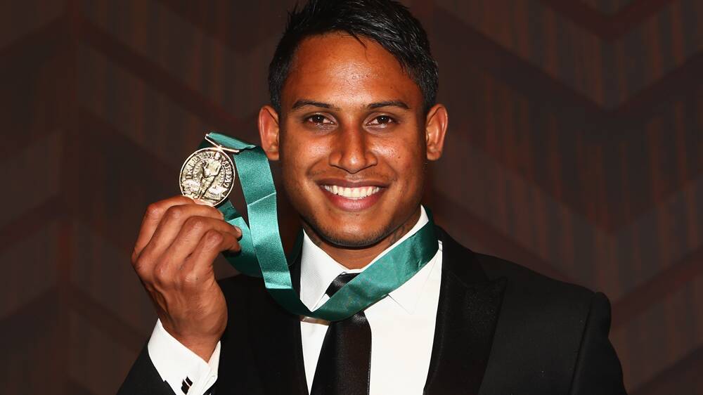 The Bulldogs' Ben Barba poses with his Dally M Medal. Picture: GETTY IMAGES