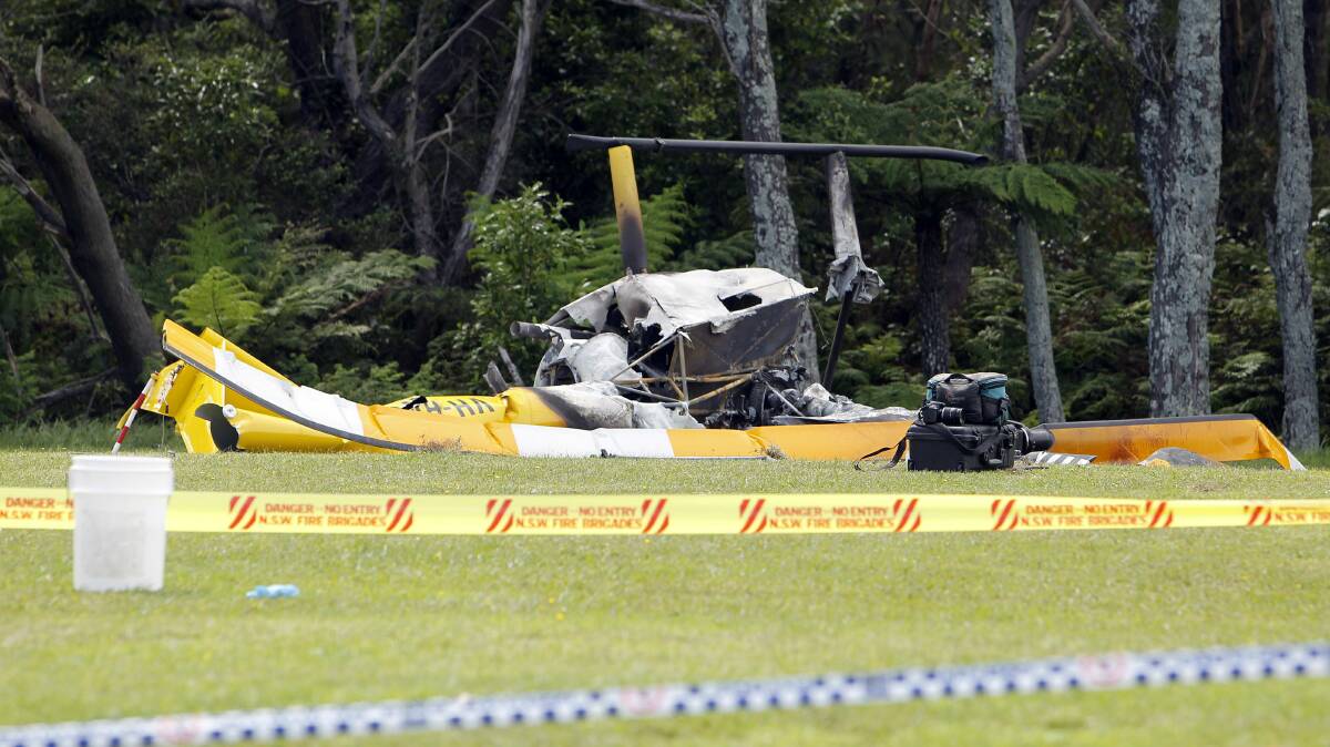 The scene of the horrific helicopter crash at Bulli Tops last month.