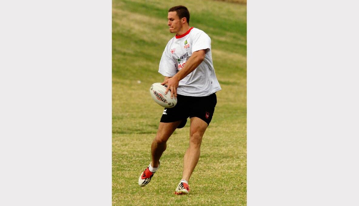 Matt Cooper at training in 2002. Picture: Kirk Gilmour
