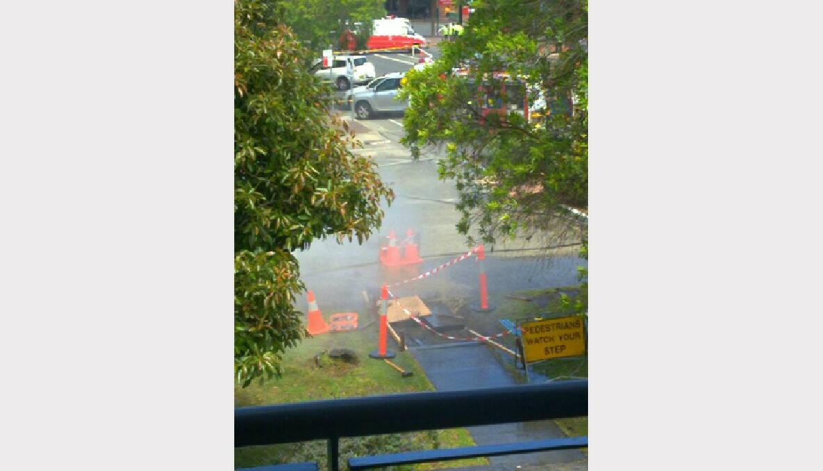 An image of the gas leak, taken by a worker in a nearby office. 