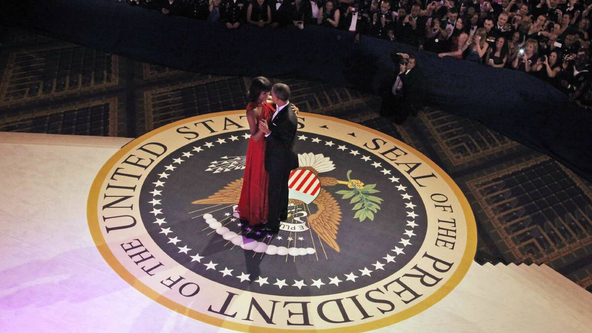 President Barack Obama and Michelle Obama dance at an inauguration ball. Picture: GETTY IMAGES