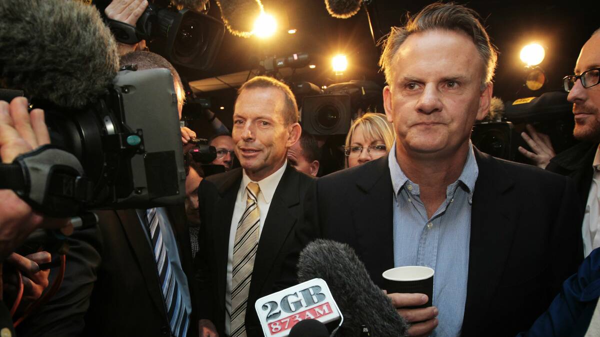 Opposition Leader Tony Abbott with former Labor leader Mark Latham in 2010. Picture: Glen McCurtayne