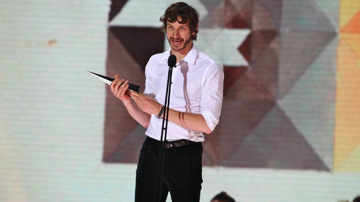 Gotye on stage at the Aria Awards. Picture: EDWINA PICKLES