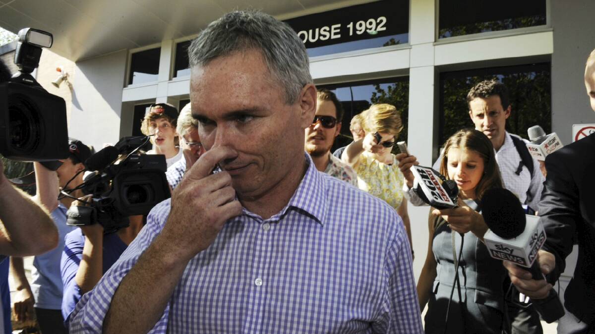 Former federal Labor MP Craig Thomson leaves Wyong Court. Picture: MICK TSIKAS