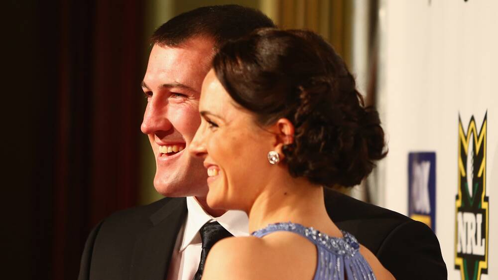 Sharks captain Paul Gallen with his fiancee Anne. Picture: GETTY IMAGES