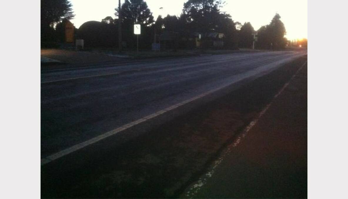 Heavy frost on the main street of Robertson this morning. Picture: Robertson Fire Brigade