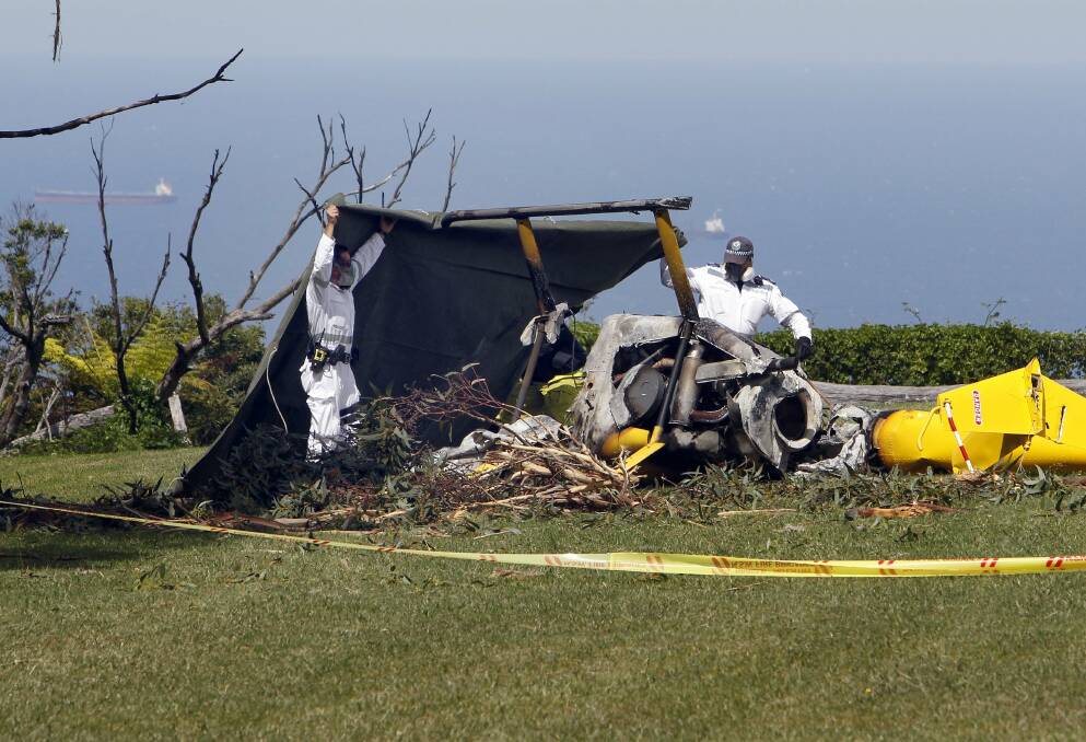 The scene of the March 21 helicopter crash outside Panorama House at Bulli Tops. Picture: ANDY ZAKELI