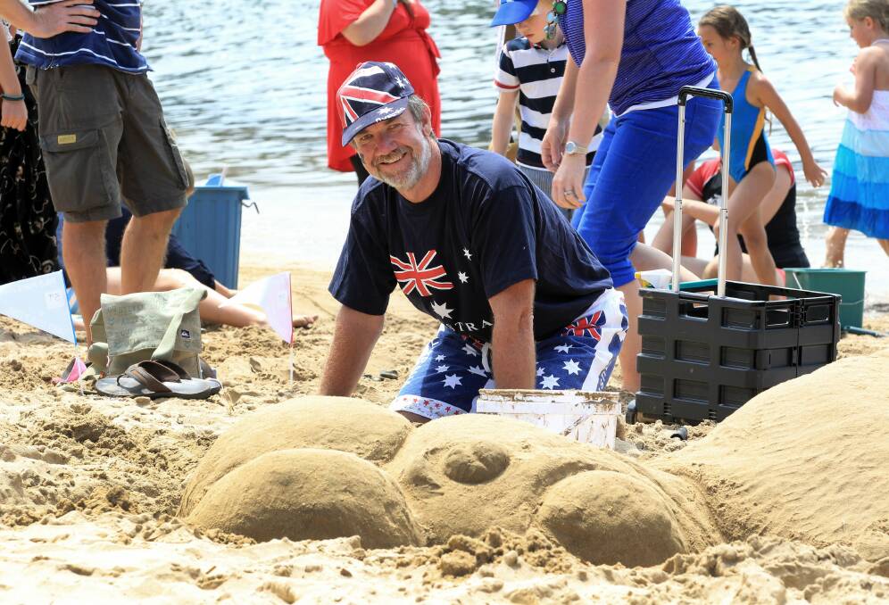 John Bubb during the sand sculpture competition at Belmore Basin. Picture: ORLANDO CHIODO