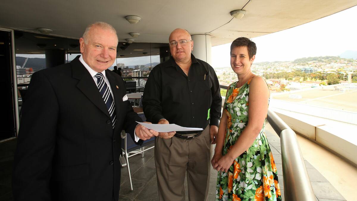 Citizens’ panel members Andrew Prusek and Nicola Stanistreet with Lord Mayor Gordon Bradbery. Picture: KIRK GILMOUR