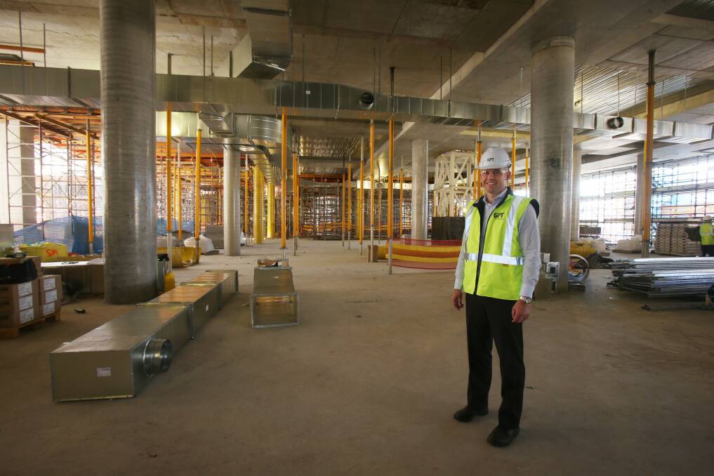 Steven Turner from GPT shows off the work so far on the new Wollongong development. Pictures: ROBERT PEET