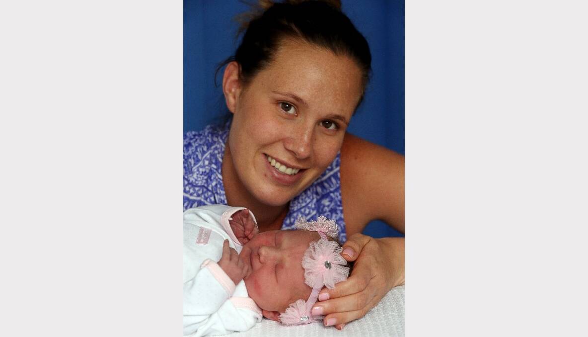 Kym Langdon with her baby daughter, River Mae Muntz, Wollongong Hospital's first baby for 2014. Picture: ROBERT PEET