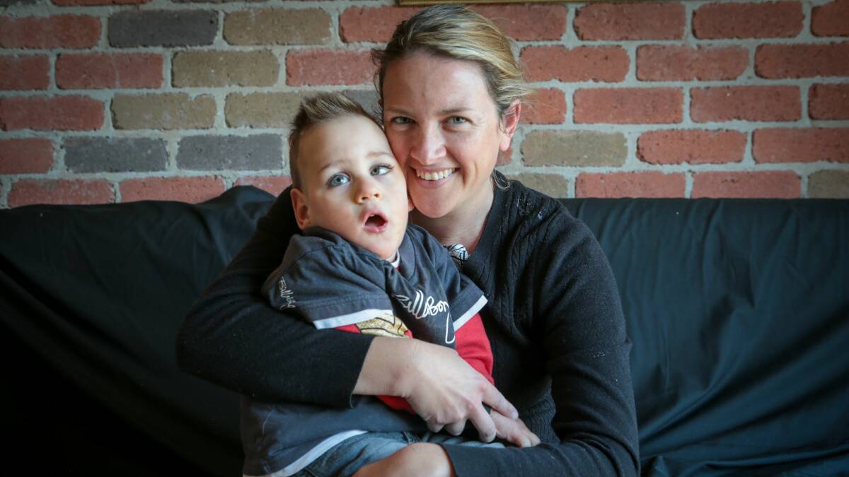 Kiama Downs mother Lenice Heffernan with son Dexter, 2,  who has many health problems including cerebral palsy. Picture: ADAM McLEAN 