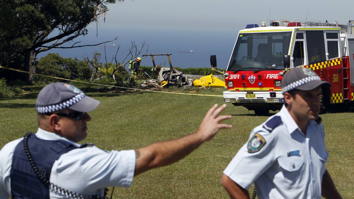Four retired CSIRO scientists died in a fiery helicopter crash outside Panorama House at Bulli Tops.
