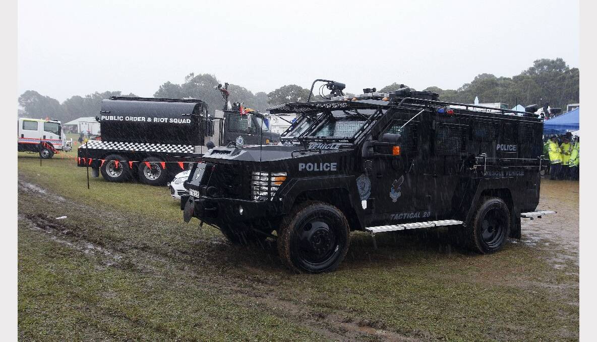 The NSW Police riot squad display at the 2013 i98FM Camp Quality Convoy for Kids. Picture: ANDY ZAKELI