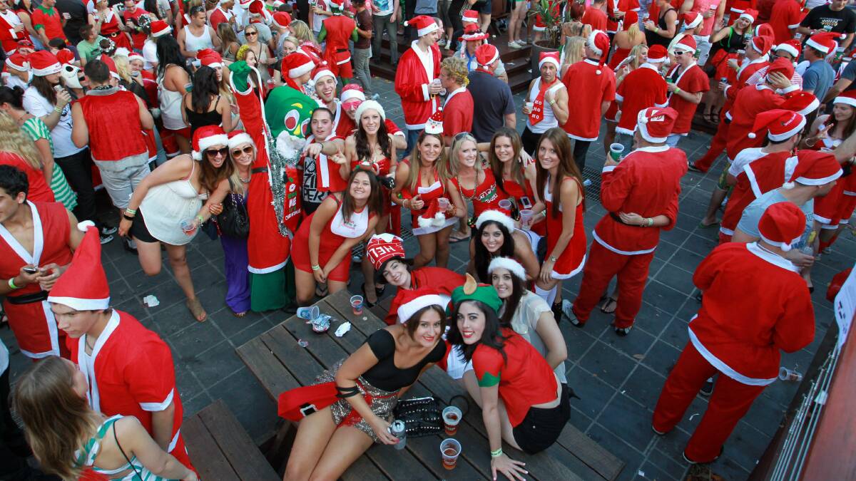 The happy atmosphere during the 2011 Santa Pub Crawl at the North Gong Hotel. Picture: ORLANDO CHIODO