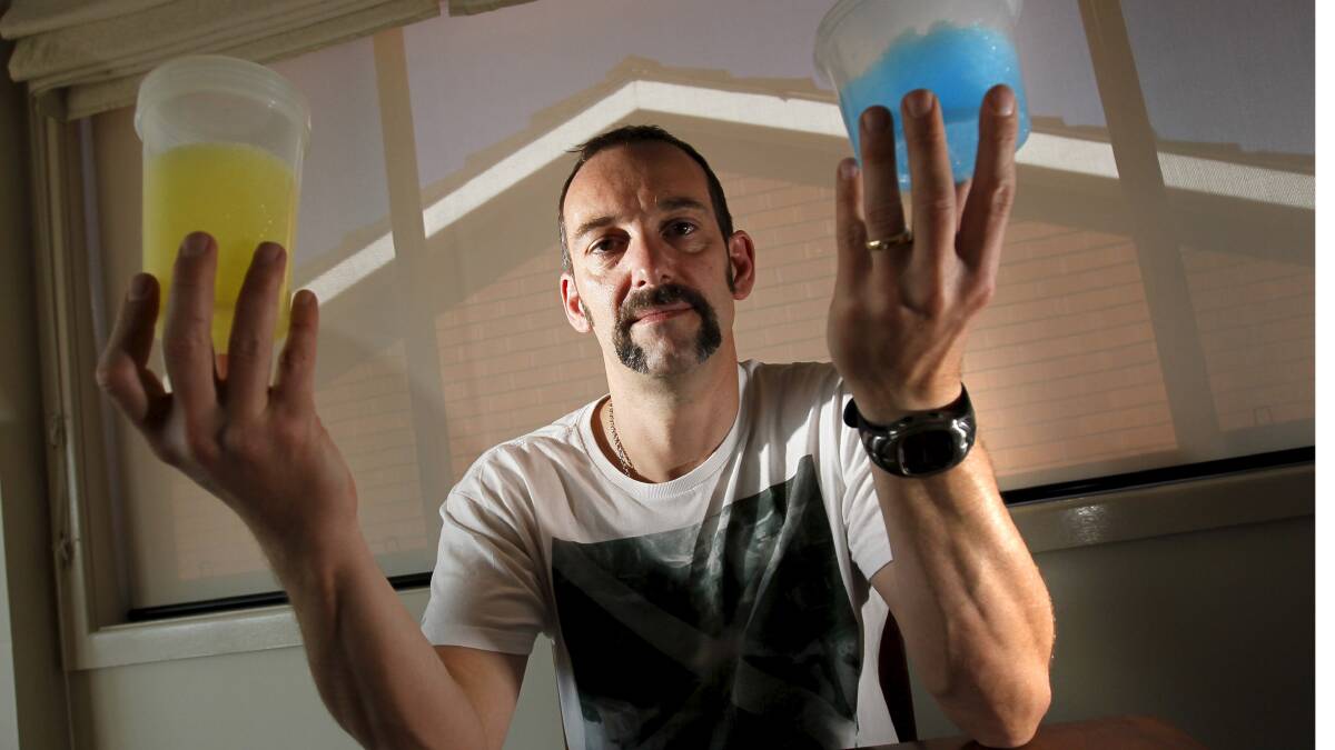UOW Associate Professor Marc in het Panhuis with a hydrogel he helped develop. Picture: DAVID TEASE