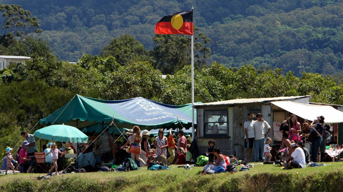 The Sandon Point Aboriginal Tent Embassy marking an earlier birthday.