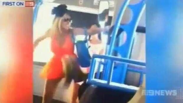 Two girls are caught on film attacking a half-blind man on a Gold Coast bus. Picture: NINE NEWS