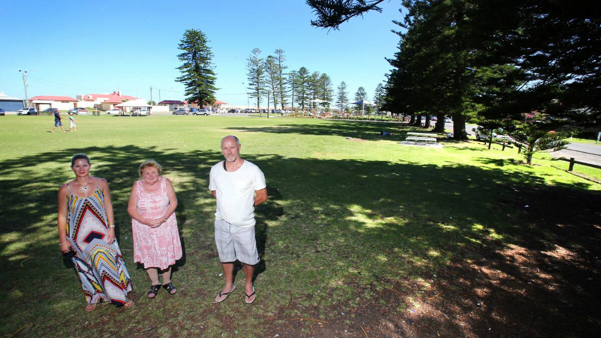 Samantha Rouse, Beryl Davis and Ian Backhouse were disturbed late at night by campers in Tingara Park. Picture: KIRK GILMOUR