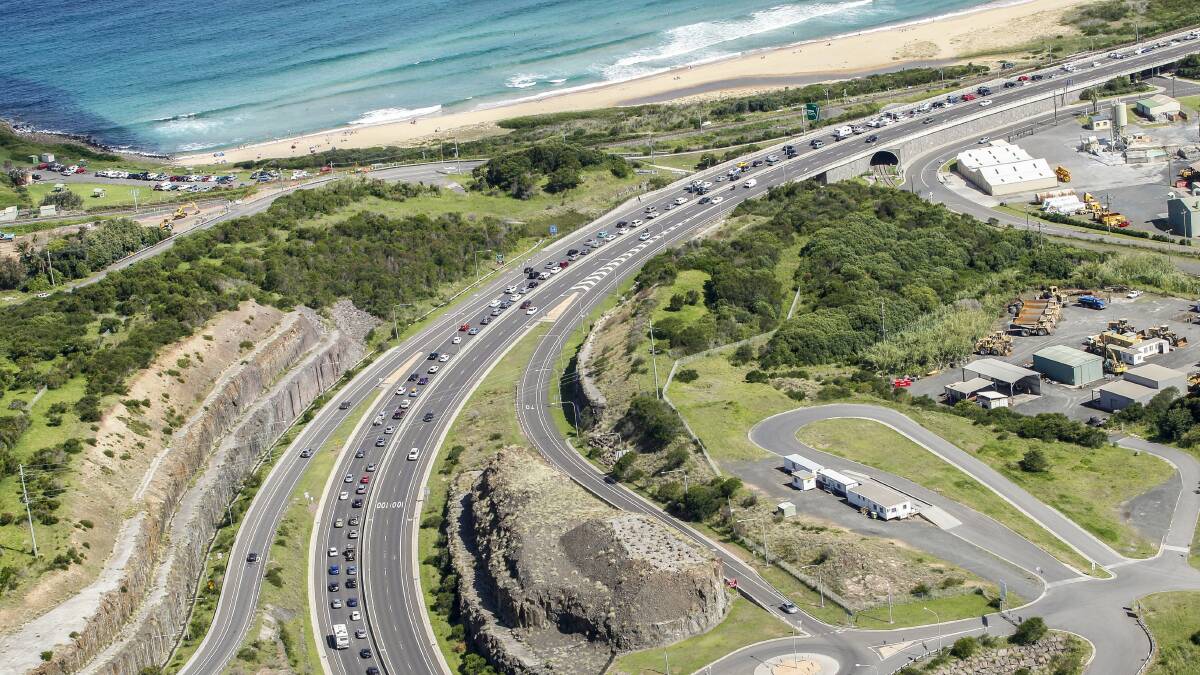 Holiday traffic heading south near Kiama yesterday. Picture: CHRISTOPHER CHAN