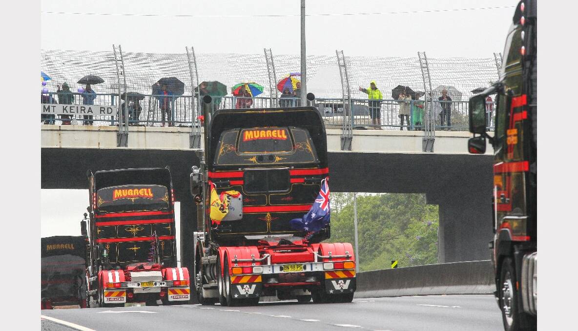 Trucks reach Figtree for the 2013 i98FM Camp Quality Convoy for Kids. Picture: ADAM McLEAN