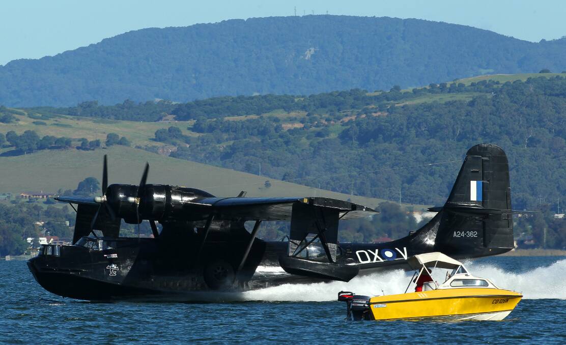 A Catalina aircraft near Kanahooka Point in May. Picture: KIRK GILMOUR