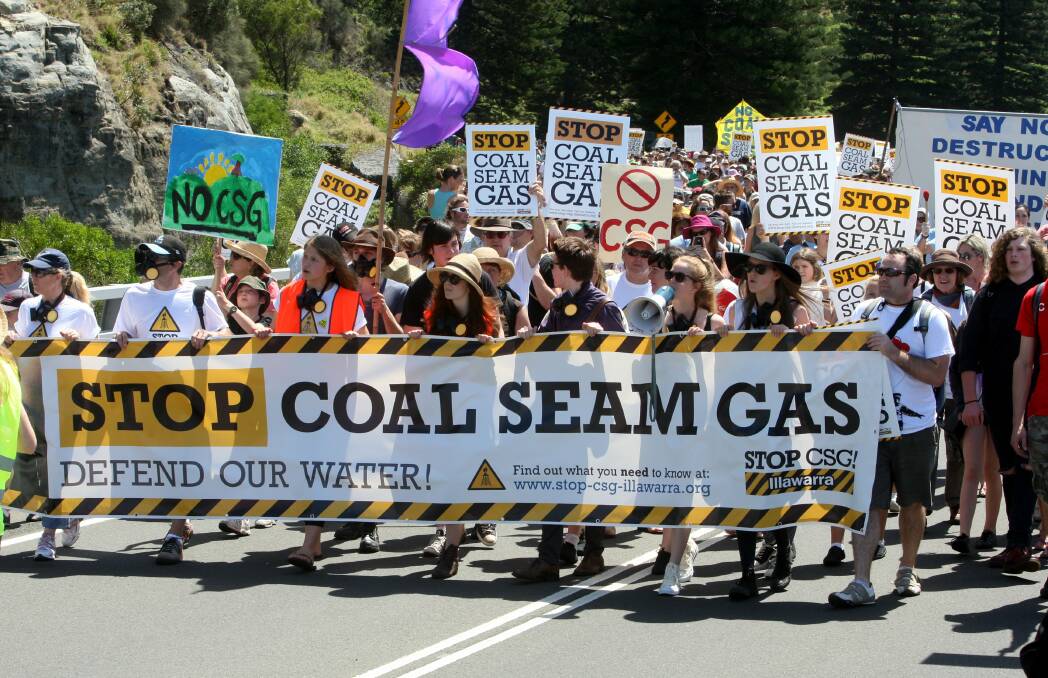 A 2011 rally against CSG mining held on Sea Cliff Bridge.  