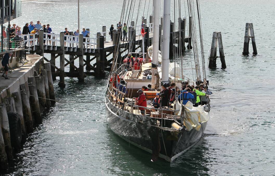 South Passage sails into Belmore Basin after its trip from Darling Harbour. Picture: ANDY ZAKELI