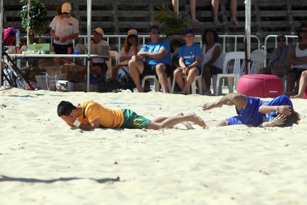 Australia vs Thailand in the Beach Soccer Cup final at North Beach. Picture: SYLVIA LIBER