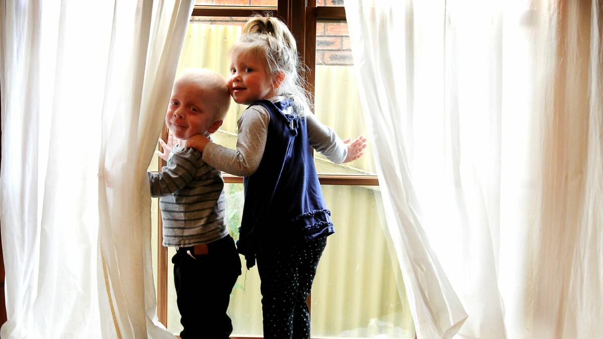 Dane Aronsten with his twin sister, Remi, at their Mt Warrigal home. Picture: SYLVIA LIBER