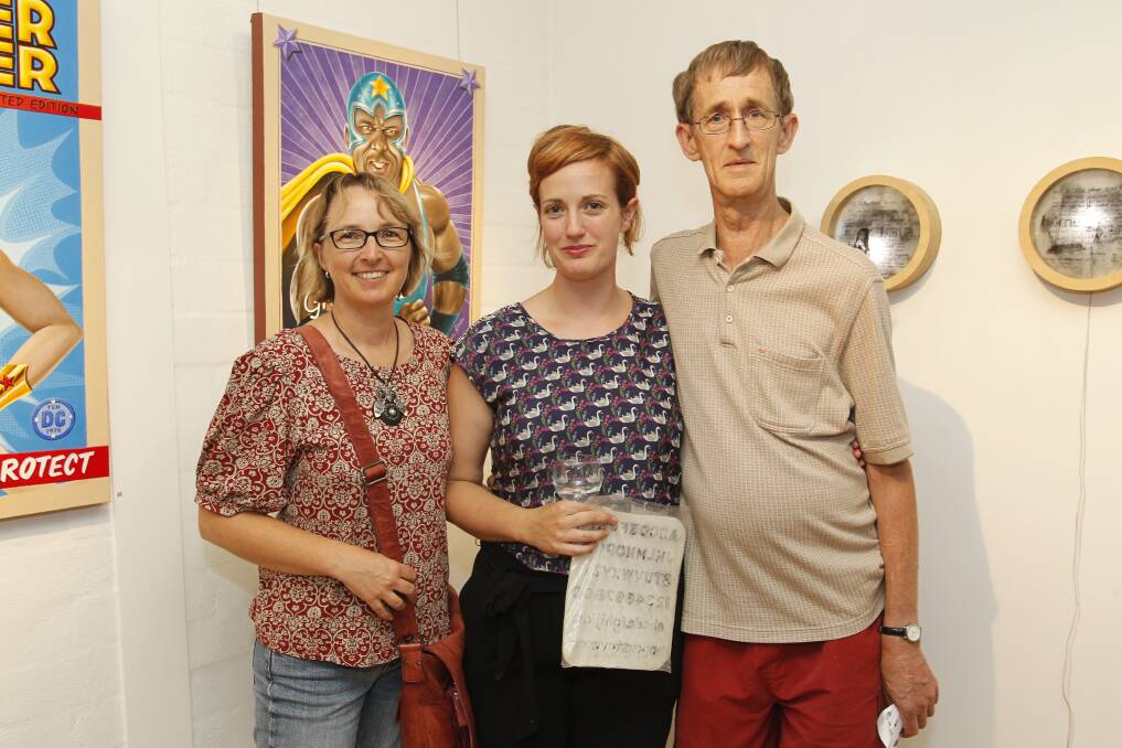 Jennifer Portman, Tammie and Robert Castles at Hanging Space Art Gallery.