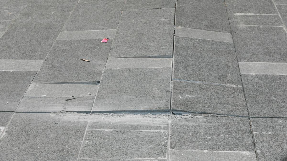 Cracks in the refurbished mall pavement. Picture: ADAM McLEAN