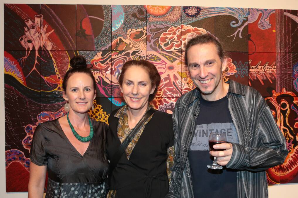 Debbie Rogers, Anne-Maree and Arthur Apanski at Wollongong City Gallery.