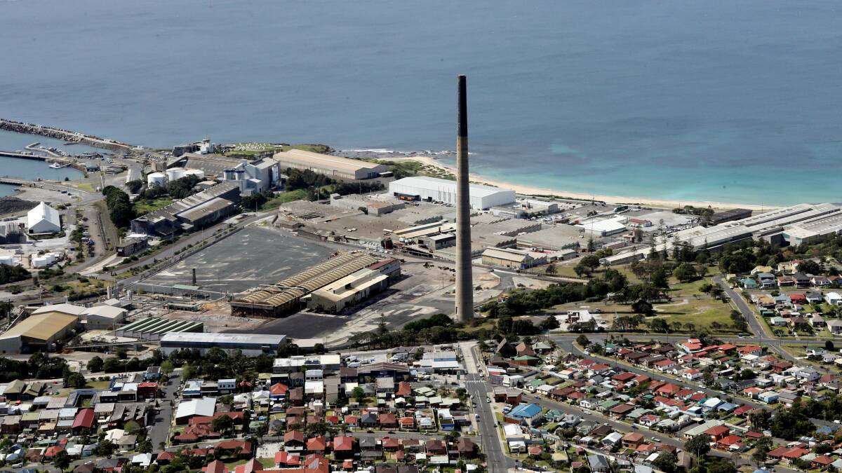 Coming down: Port Kembla stack. Picture: ROBERT PEET