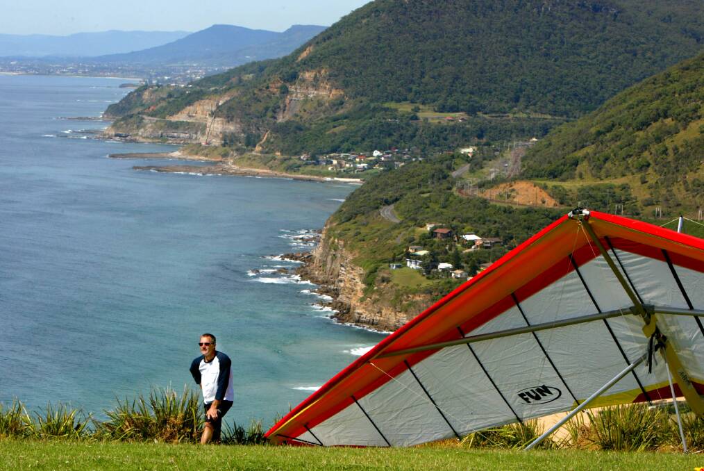 Tony Armstrong with his hang-glider at Bald Hill ahead of the Festival of Flight.