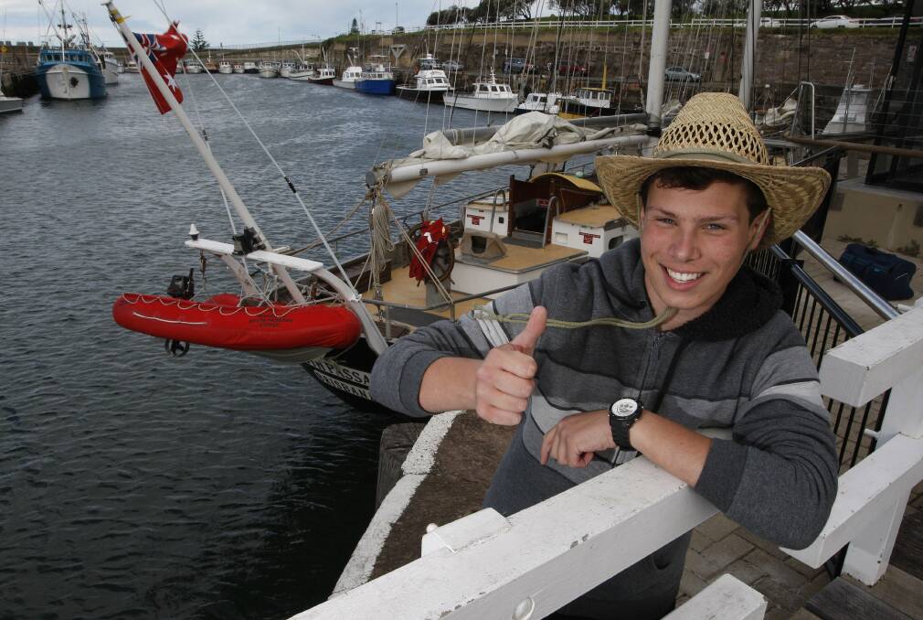 Student Justin Biceski is all smiles as he disembarks at Belmore Basin. Pictures: ANDY ZAKELI