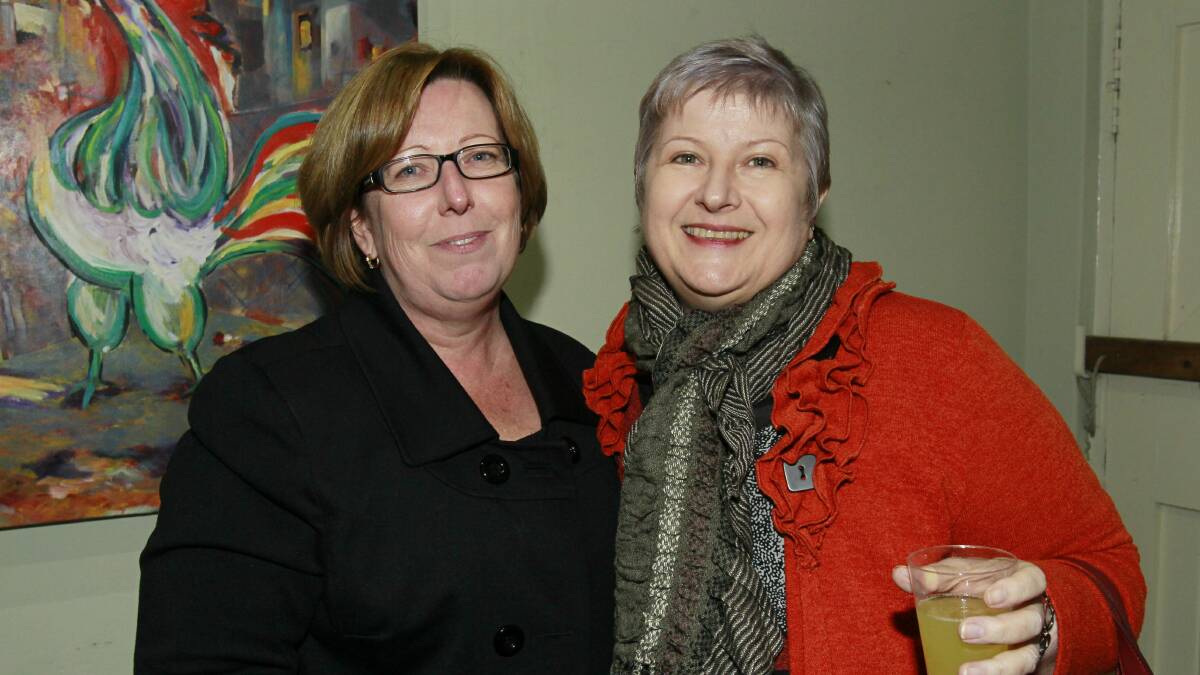 Sharyn Martin and Mary Basi at the Endless Lines to Colours exhibition.