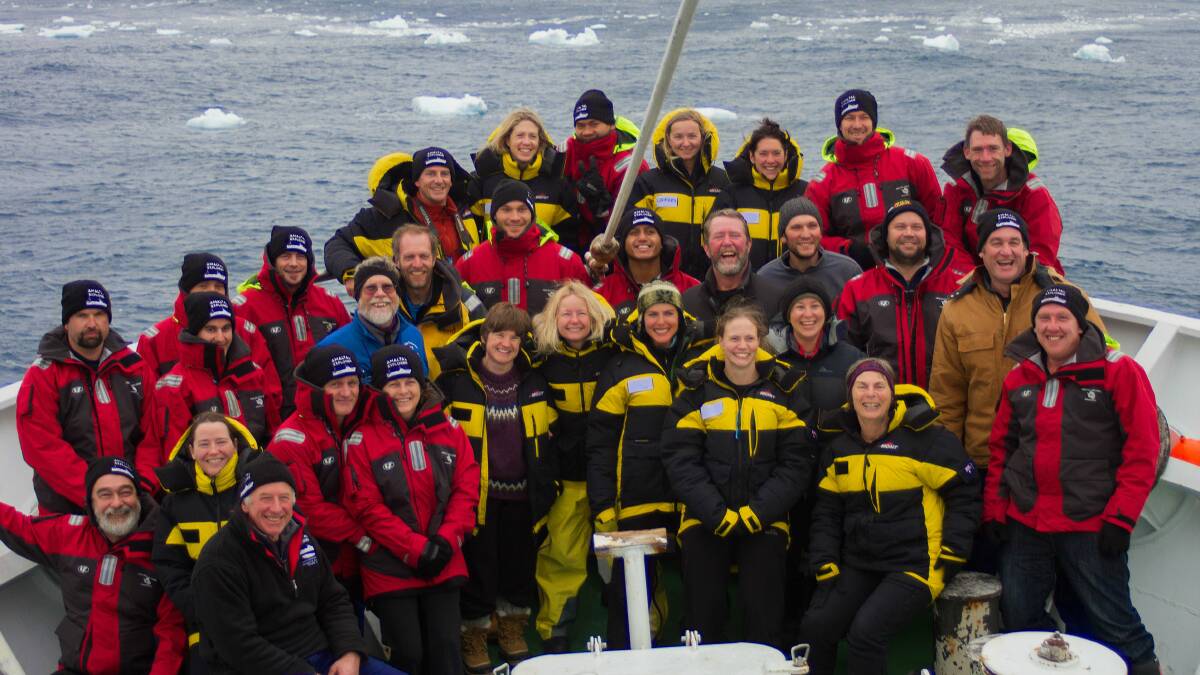 The scientists involved in the Antarctic blue whale voyage. Photo: Carlos Olavarria