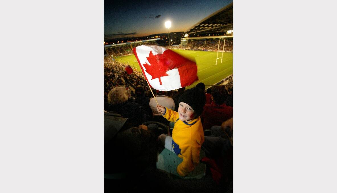 Todd, 6, of Mt St Thomas flew the flag for Canada at the World Cup Rugby game at WIN Stadium.
