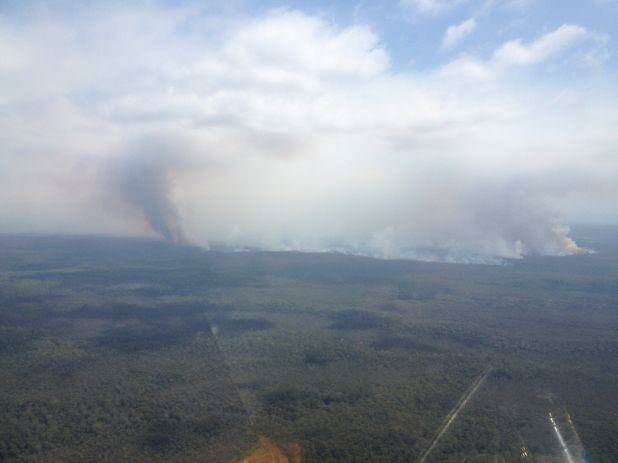 Aerial photo of the Deans Gap fire. Picture: NSW Rural Fire Service
