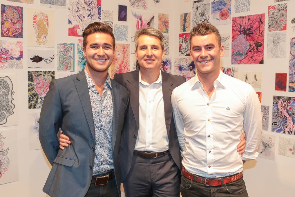Adam Porter, Kon Gouriotis and Toby Chapman at Wollongong City Gallery.