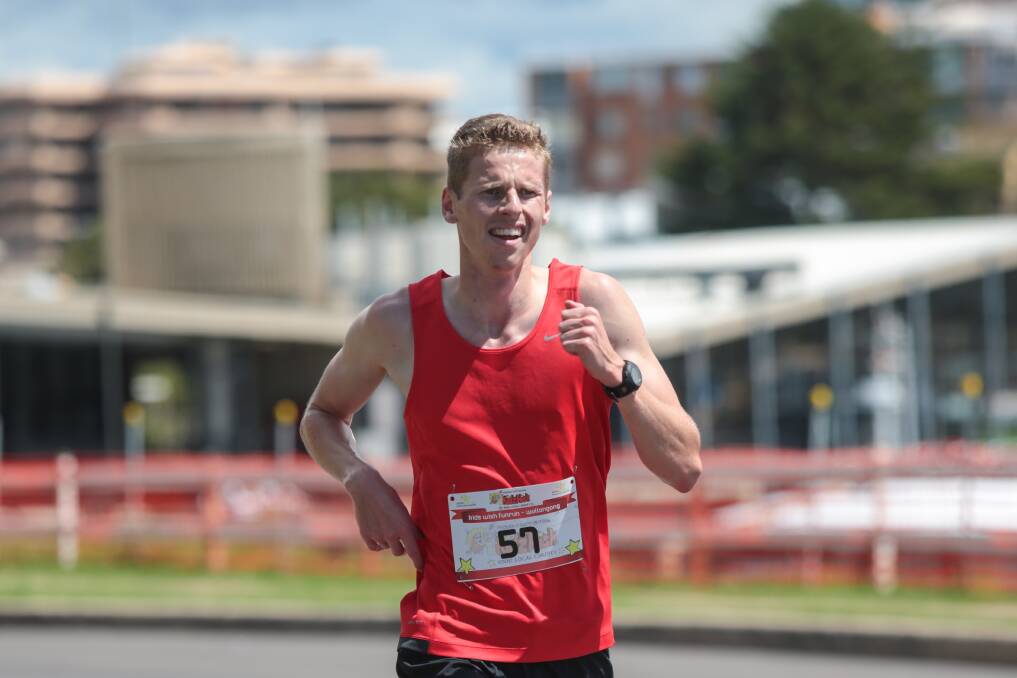Tom Lyons, winner of the 5km Trithegong KidzWish Fun Run. Picture: ADAM McLEAN 