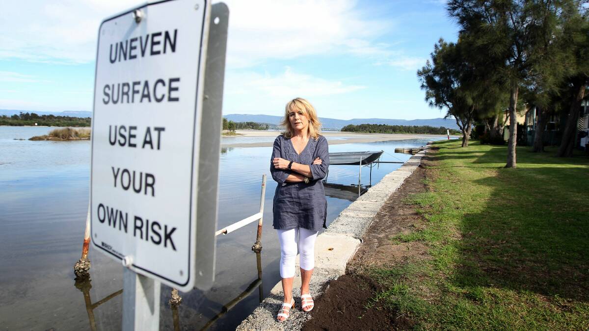Wollongong councillor Vicki Curran has concerns over the state of the Windang foreshore. Picture: SYLVIA LIBER