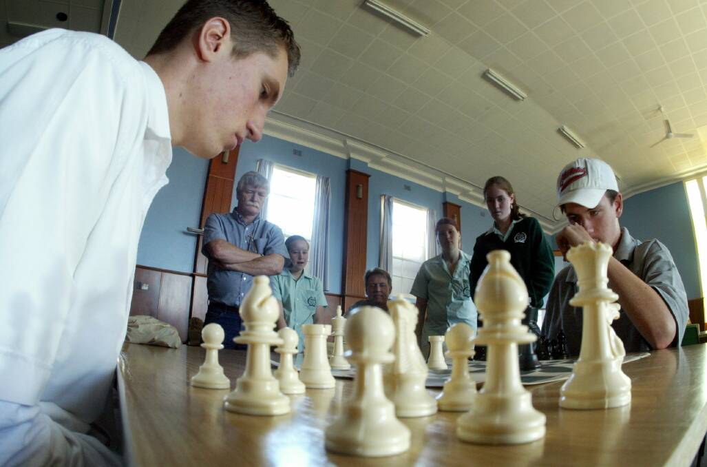 Smith’s Hill’s Mathew Mazur (left) and Oak Flats High's Keith Fischer at the Illawarra High Schools Chess Championships.