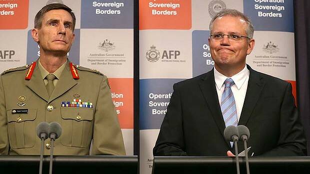 Lieutenant-General Angus Campbell, left, and the Immigration Minister Scott Morrison. Photo: Andrew Meares