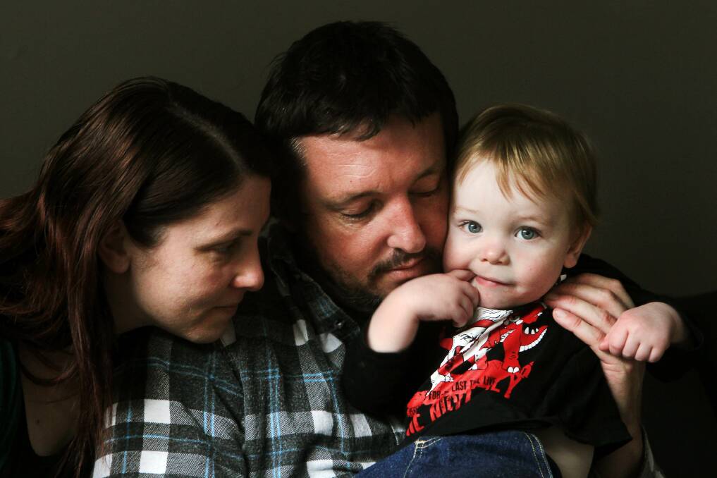 Ben and Louise Jones with son Alby, who nearly drowned last week during a lakeside holiday. Pictures: SYLVIA LIBER