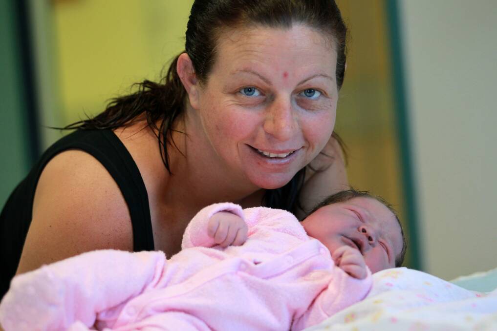 Trina Richardson with baby Gemma, born at 12 to 12 on 12/12/12. Picture: ORLANDO CHIODO