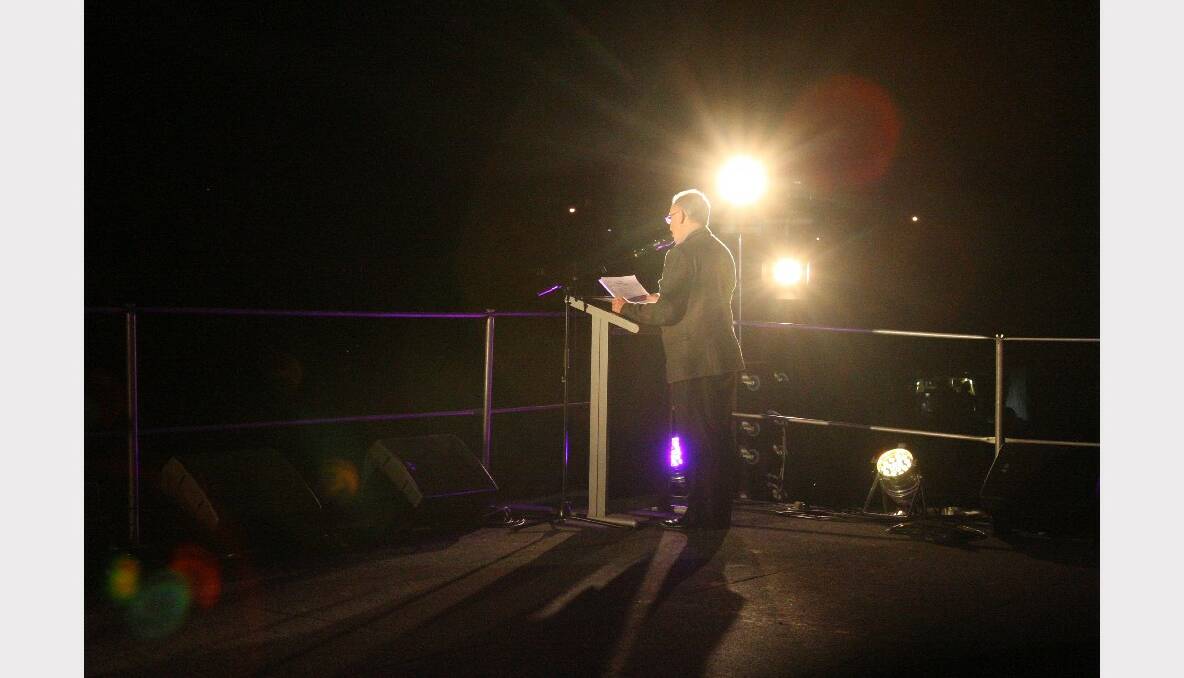Compere Stuart Barnes at the candlelight ceremony.