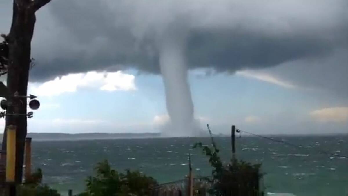 VIDEO: Wild weather whips up huge waterspout