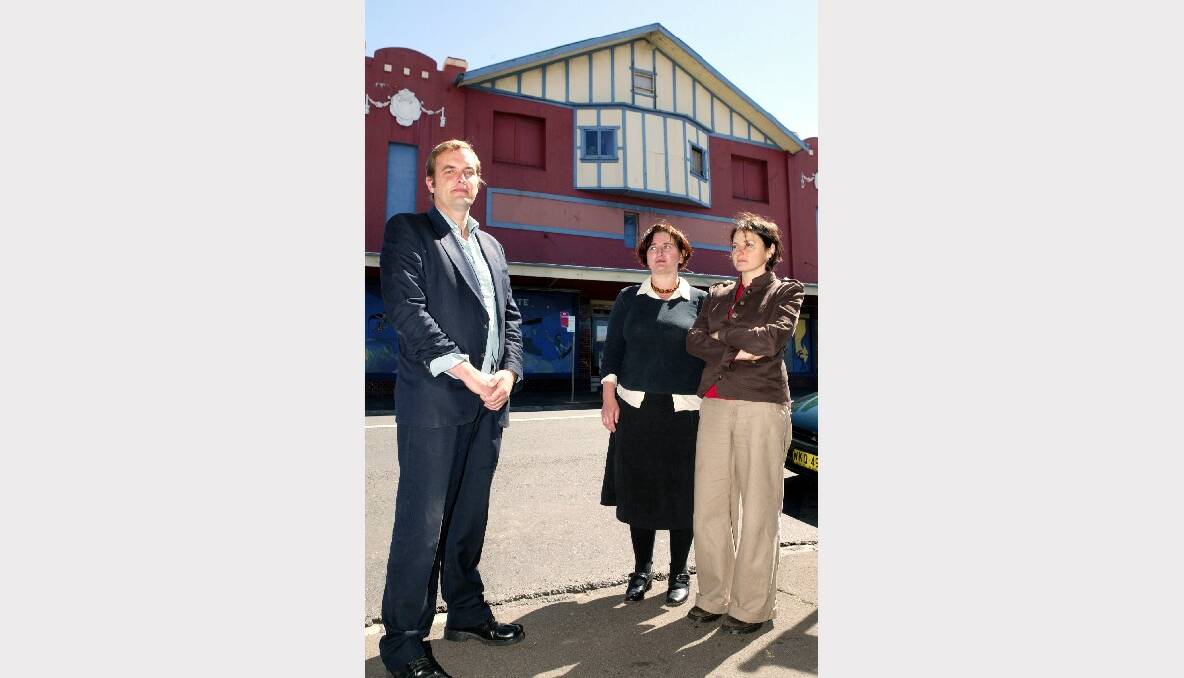 Thirroul Theatre Restoration Project members Guy Freer, Paddy Lane and Shooshi Dreyfus want the old building to again be used for arts.